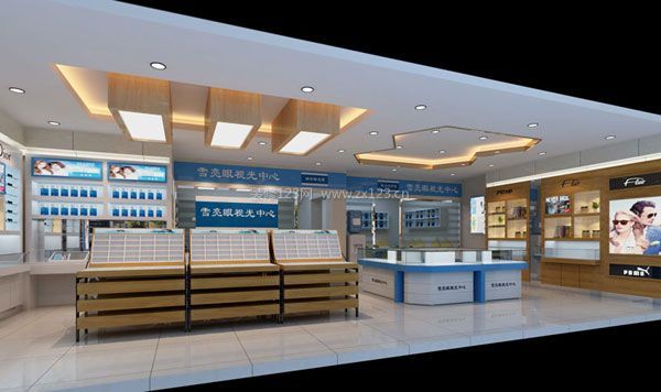 眼鏡店裝修平面布局、實體效果展柜制作 視光中心效果圖